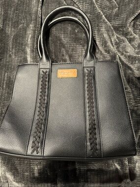 Wrangler Black Braided-Trim Tote